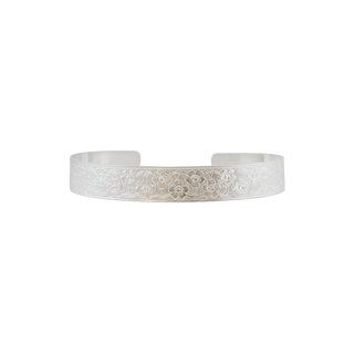 Sterling Silver Floral Pattern Cuff Bracelet WPFL44C