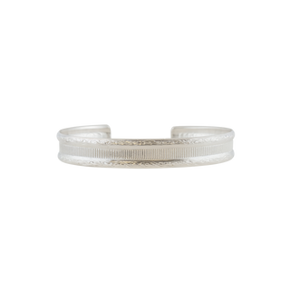 Sterling Silver Floral Stripe Pattern Cuff Bracelet WPFL45C