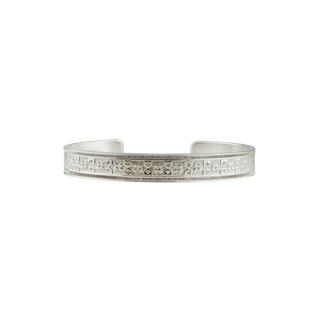 Sterling Silver Floral Pattern Cuff Bracelet WPFL48C
