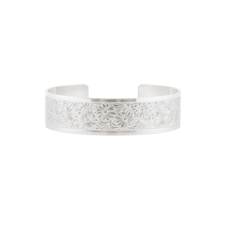 Sterling Silver Floral Pattern Cuff Bracelet WPFL4C