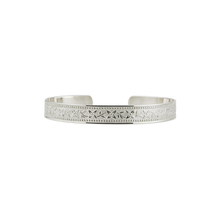 Sterling Silver Flower Pattern Cuff Bracelet WPFL50C