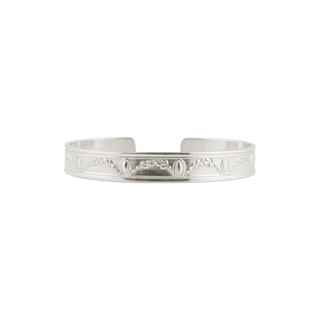 Sterling Silver Oval and Vine Pattern Cuff Bracelet WPFL51C