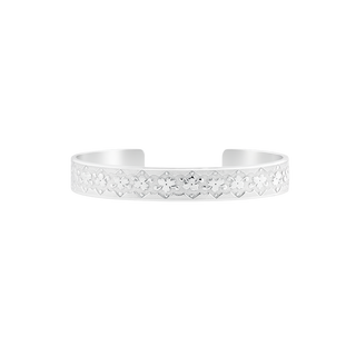 Sterling Silver Floral Pattern Cuff Bracelet WPFL52C