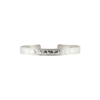 Sterling Silver Leaf Pattern Cuff Bracelet WPFL60C