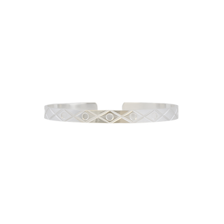 Sterling Silver Diamond Circle Pattern Cuff Bracelet WPFL81C