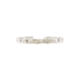 Sterling Silver Floral Pattern Cuff Bracelet WPFL95C
