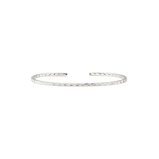 Sterling Silver Half Circle Stripe Pattern Cuff Bracelet WPSQ9C