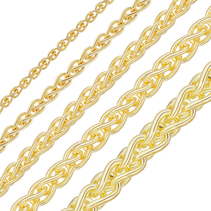 Bulk / Spooled Wheat Chain in 14K Yellow Gold (1.25 mm - 3.50 mm)