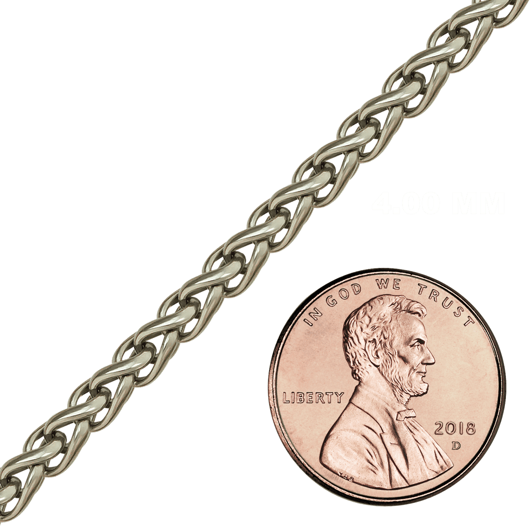 Bulk / Spooled Wheat Oval Chain in Titanium (4.00 mm - 6.00 mm)