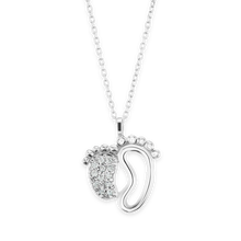 Load image into Gallery viewer, Footprints Necklace in Sterling Silver (15 x 15 mm)
