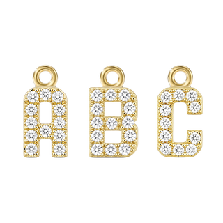 Small Initial Charm with Natural Diamonds with 1 Jump Ring (.005 ct)