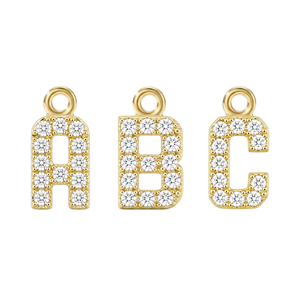 Small Initial Charm with Lab Grown Diamonds with 1 Jump Ring (.005 ct)