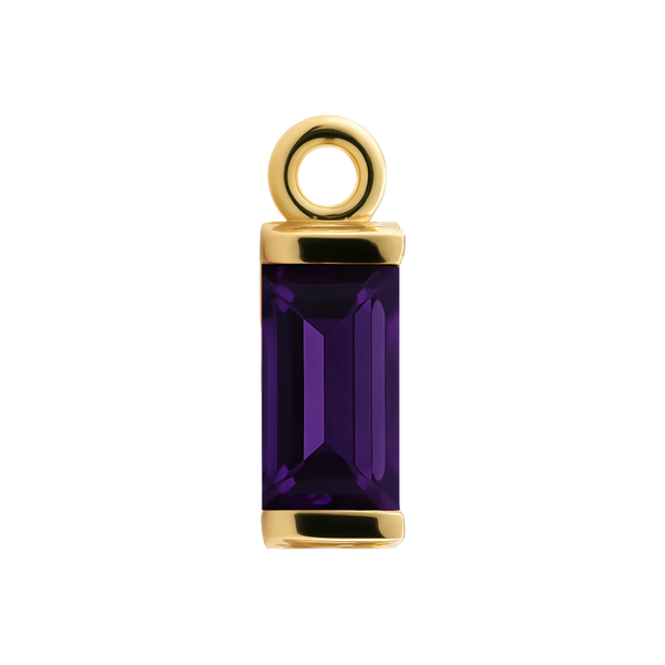 Diamond or Gemstone Baguette Bezel Drop Charm in 14K Yellow Gold
