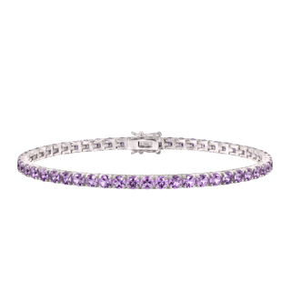 Tennis Bracelet with Alexandrite Colored CZ in Sterling Silver (2 mm - 4 mm)