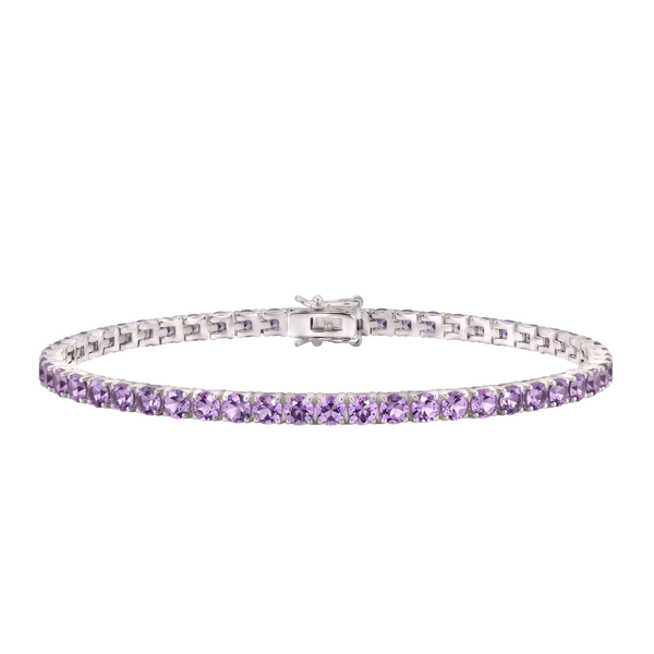 Tennis Bracelet with Alexandrite Colored CZ in Sterling Silver (2 mm - 4 mm)