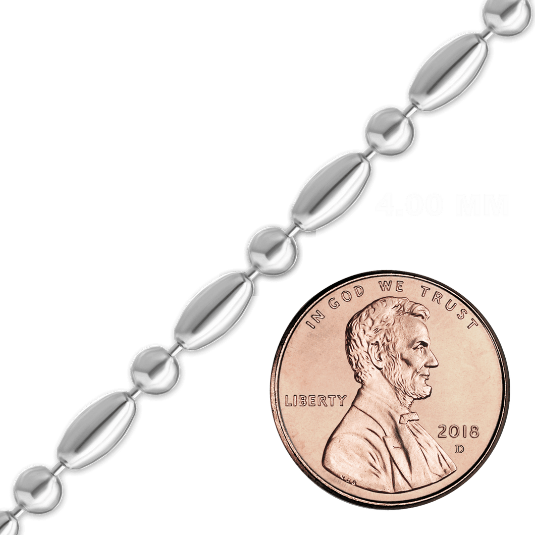 Bulk / Spooled Alternating Oval Bead Chain in Sterling Silver (4.00 mm)