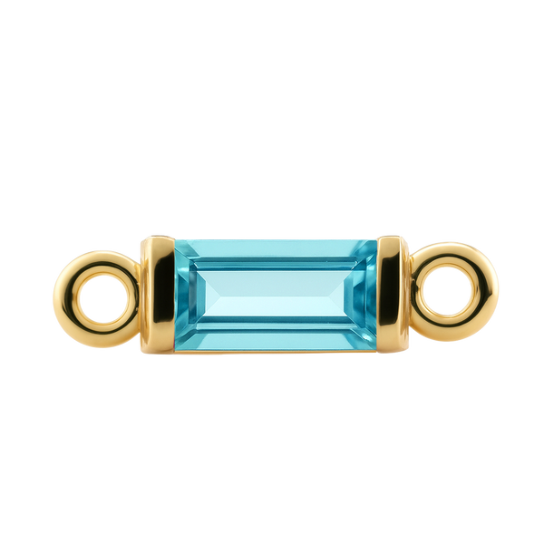 Diamond or Gemstone Baguette Bezel Bracelet/Necklace Charm in 14K Yellow Gold