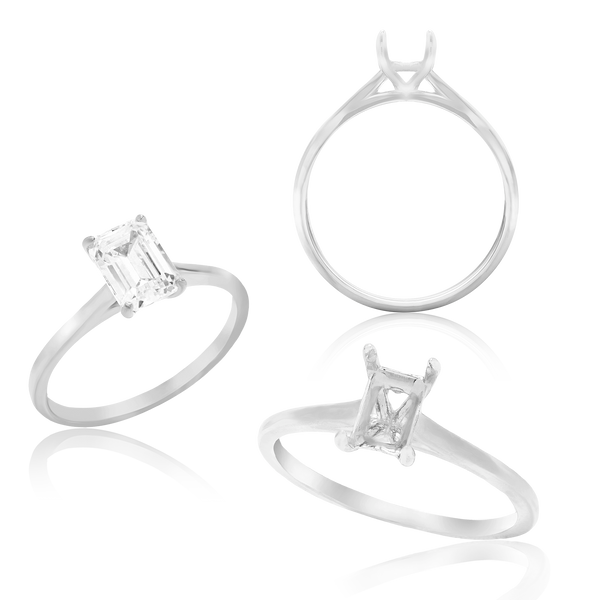 ITI NYC Emerald Shape 4 Prong Basket Solitaire