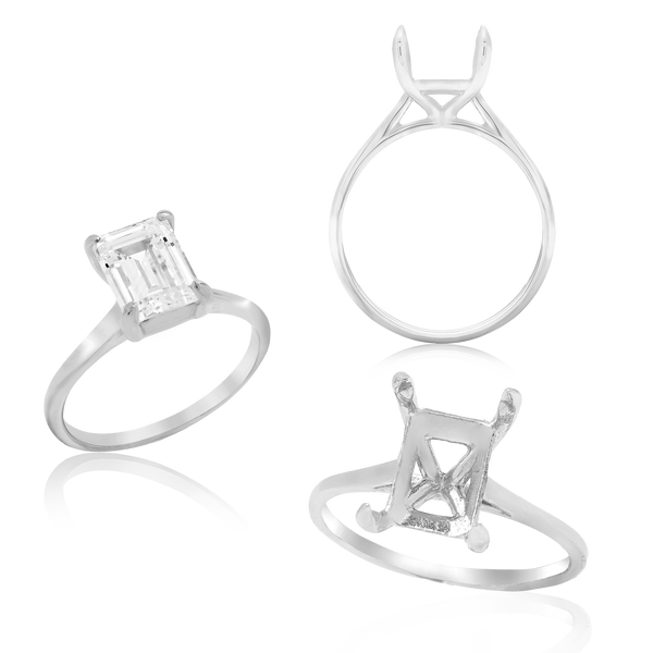 ITI NYC Emerald Shape 4 Prong Basket Solitaire
