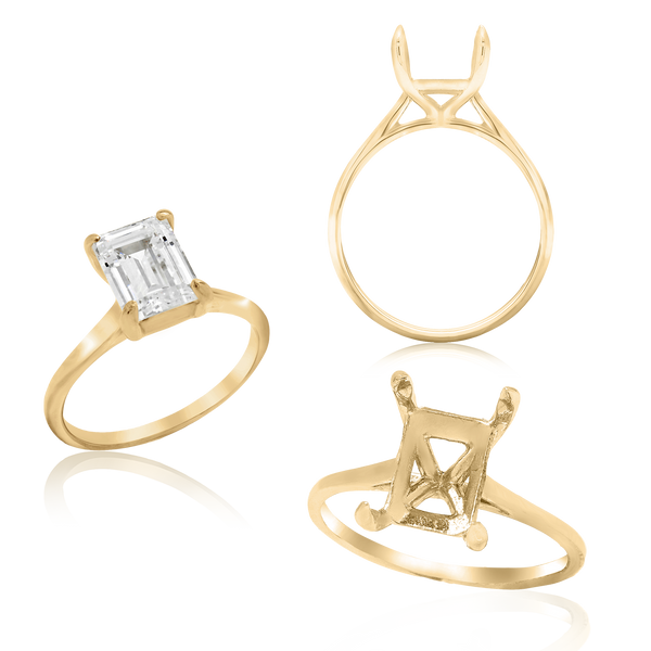 ITI NYC Emerald Shape 4 Prong Basket Solitaire