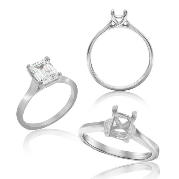 ITI NYC Emerald Shape 4 Prong Lucida Solitaire