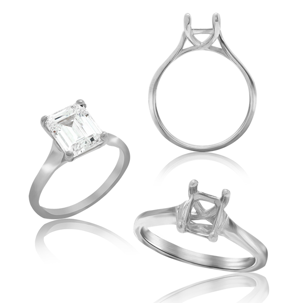 ITI NYC Emerald Shape 4 Prong Lucida Solitaire