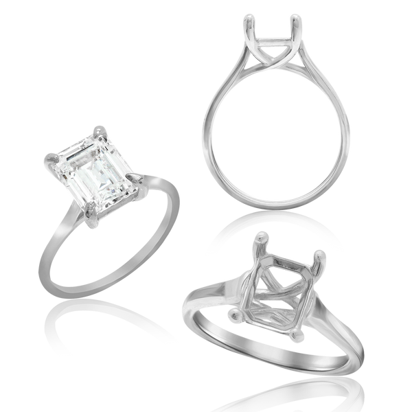 ITI NYC Emerald Shape 4 Prong Lucida Solitaire