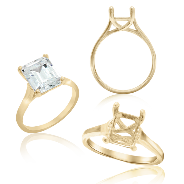 ITI NYC Emerald Shape 4 Prong Lucida Solitaire