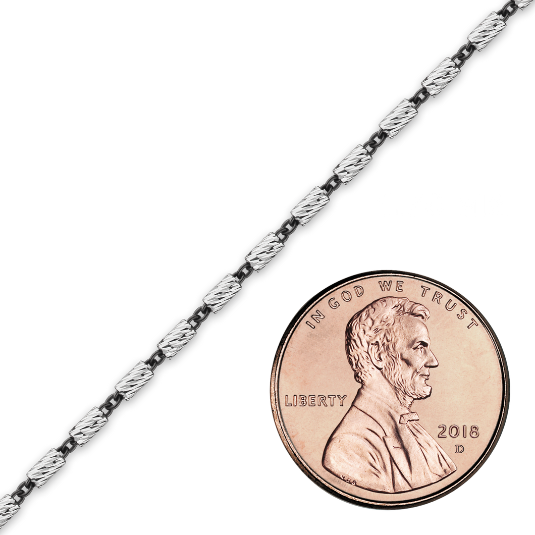 Bulk / Spooled Black Ruthenium Bar Cable Chain in Sterling Silver (1.70 mm)