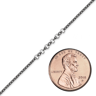 Bulk / Spooled Black Ruthenium Multi-Studded Cable Chain in Sterling Silver (1.30 mm)