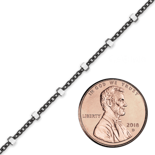 Bulk / Spooled Black Ruthenium Studded Cable Chain in Sterling Silver (1.40 mm)