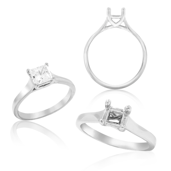 ITI NYC Princess Shape 4 Prong Lucida Solitaire
