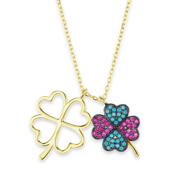 4 Leaf Clover Necklace in Sterling Silver (22 x 16 mm)