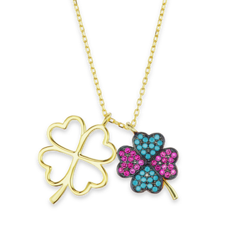 4 Leaf Clover Necklace in Sterling Silver (22 x 16 mm)