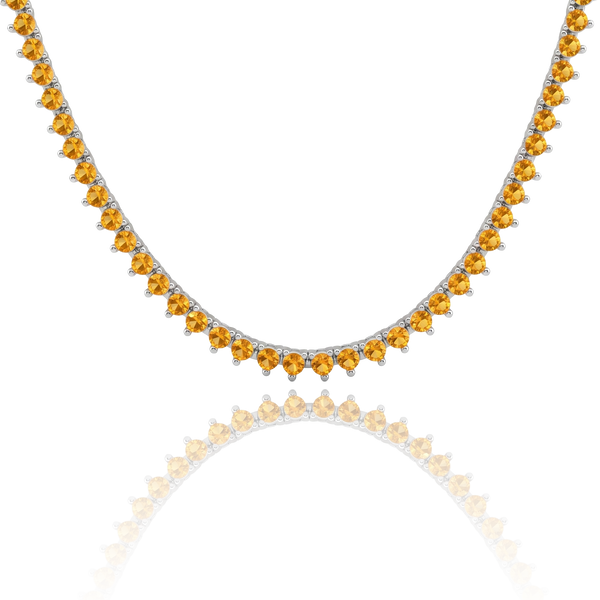 Tennis Necklace with Citrine Stones (November Birthstones) in 14K Gold (1.75 mm - 4.0 mm)