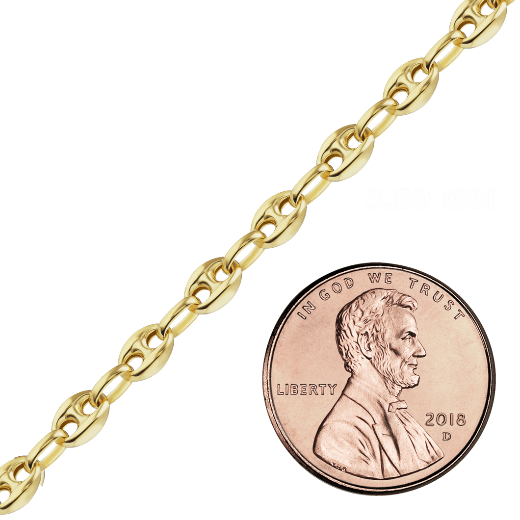 Bulk / Spooled Classic Puffed Mariner Link Hollow Chain in 14K Yellow Gold (3.80 mm - 12.00 mm)