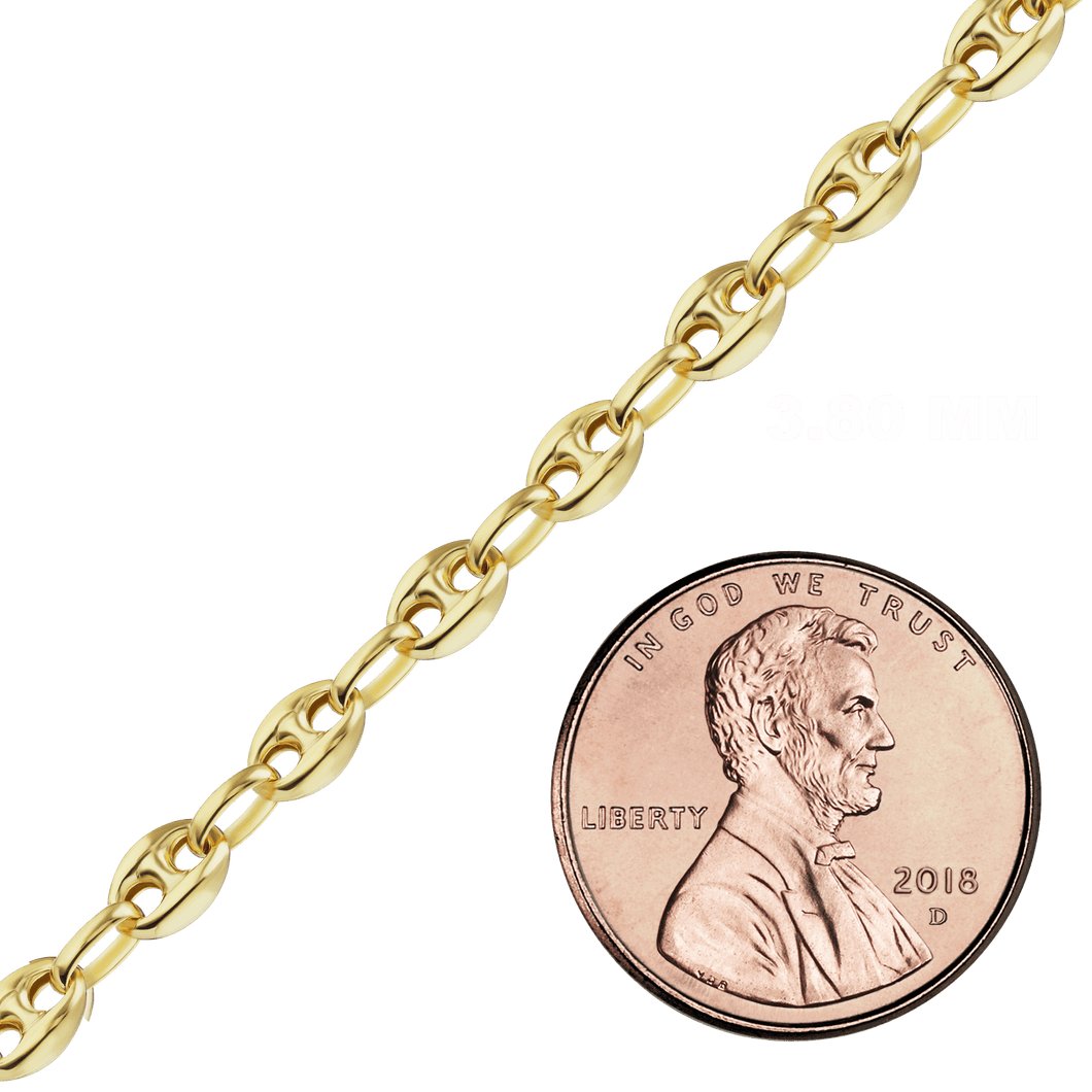 Bulk / Spooled Classic Puffed Mariner Link Semi-Solid Chain in 14K Yellow Gold (3.80 mm - 12.00 mm)