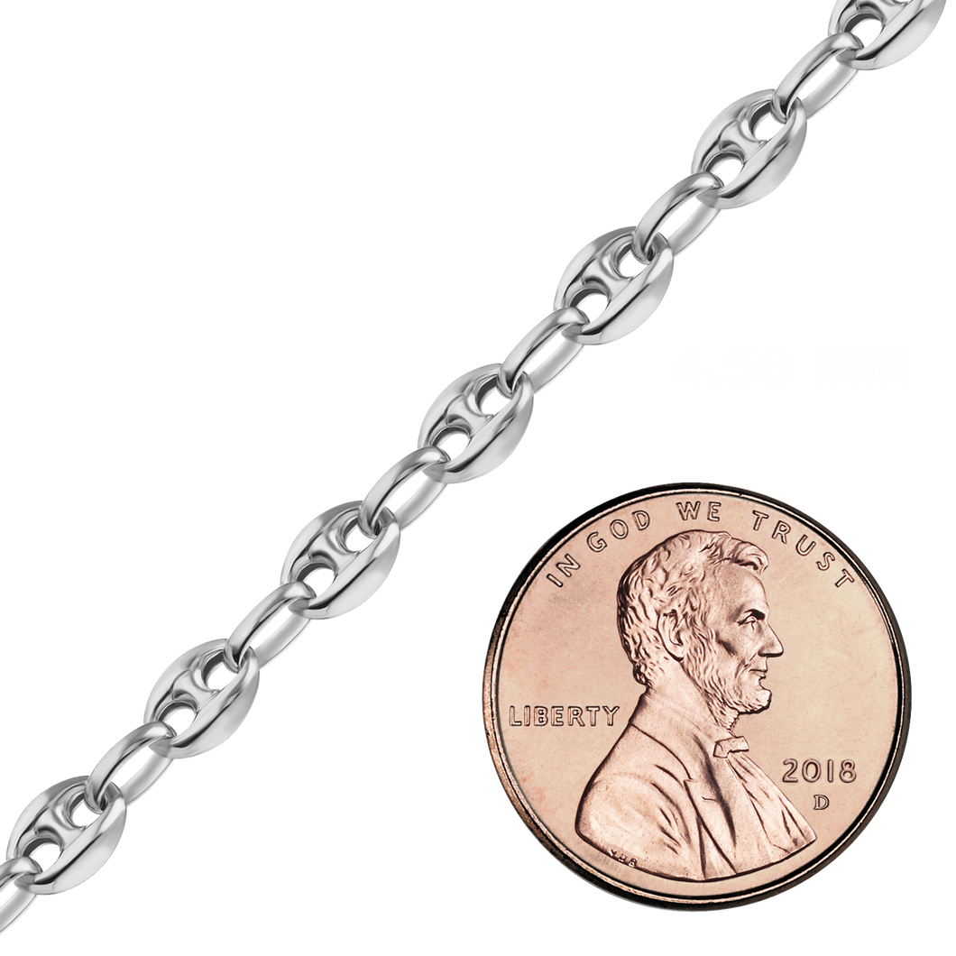Bulk / Spooled Classic Puffed Mariner Link Semi-Solid Chain in Sterling Silver (4.50 mm - 8.00 mm)