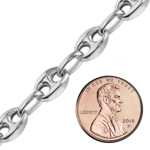 Bulk / Spooled Classic Puffed Mariner Link Hollow Chain in Sterling Silver (4.50 mm - 8.00 mm)