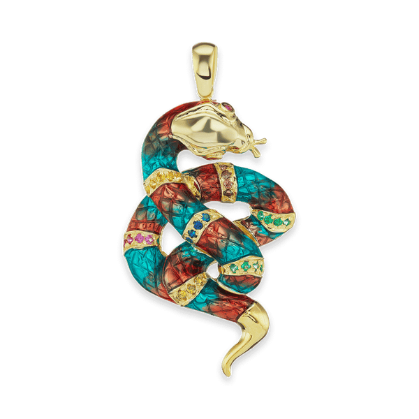Snake Charm with CZ's (55 x 28mm)