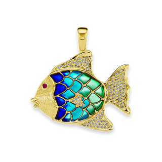 Fish Charm with CZ's (39 x 40mm)
