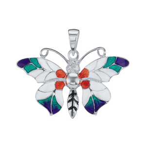 Fancy Butterfly Charm with CZ's (30 x 32mm)