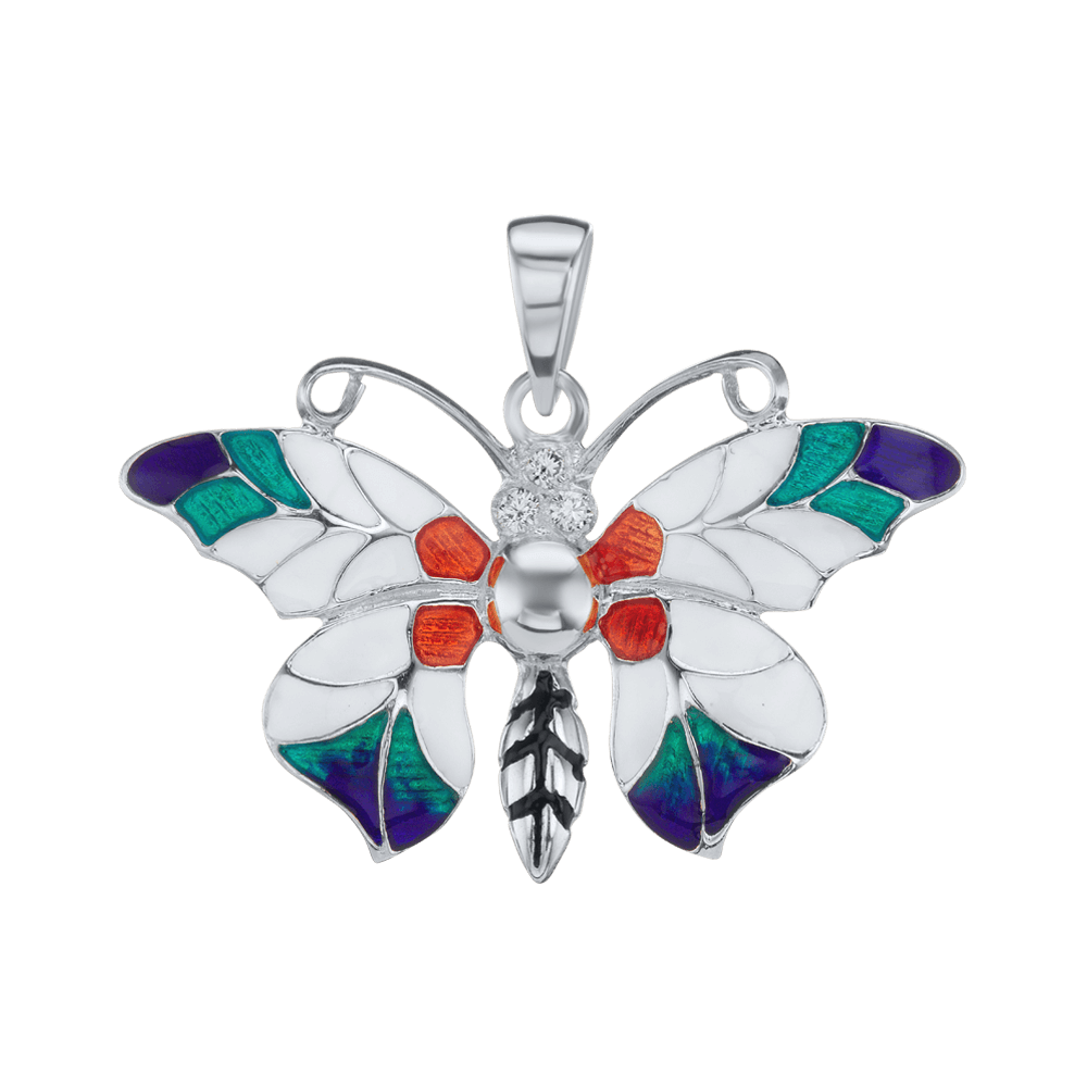 Fancy Butterfly Charm with CZ's (30 x 32mm)