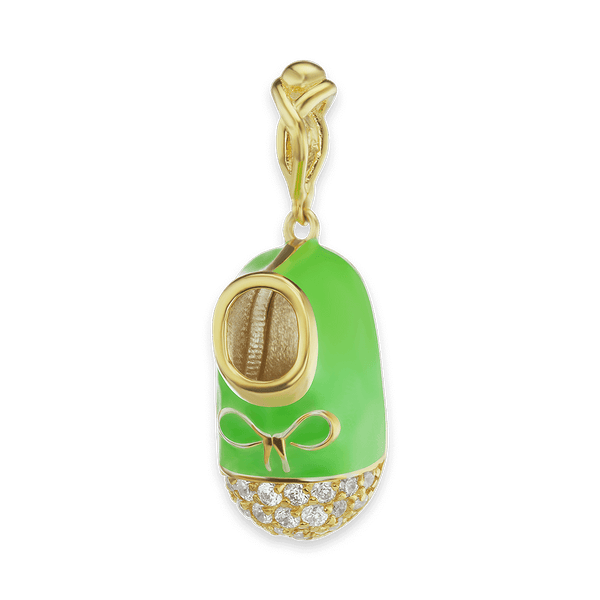 Baby Shoe with CZ's Charm (28 x 10mm)