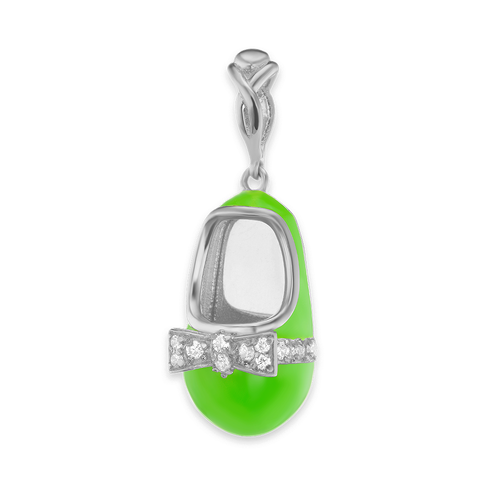 Baby Shoe with CZ's Charm (28 x 10mm)