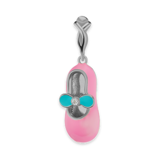 Baby Shoe Pink Ballerina with CZ Charm (28 x 10 mm)