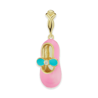 Baby Shoe Pink Ballerina with CZ Charm (28 x 10 mm)
