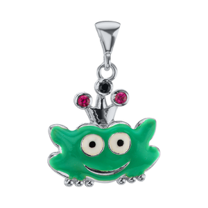 Little Frog Enamel Charm with CZ's (21 x 15mm)