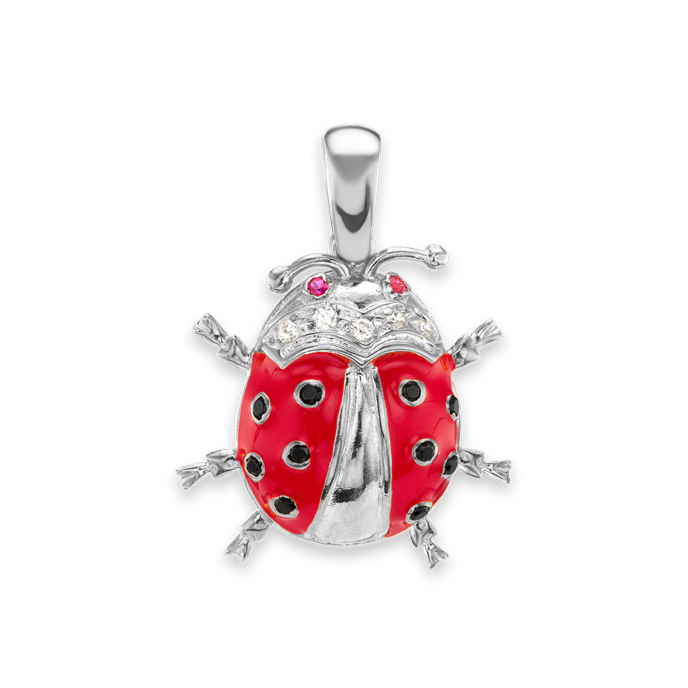 Fancy Ladybug Charm with CZ's (26 x 21mm)