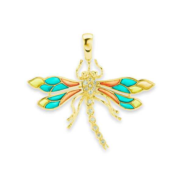 Dragonfly Charm with CZ's (41 x 45mm)